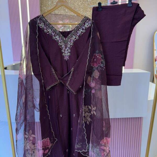Handwork Churidar Suit with Organza Dupatta - EMIN0010