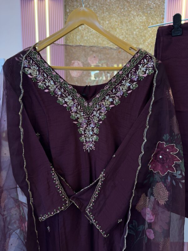 Handwork Churidar Suit with Organza Dupatta - EMIN0010