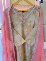 Hand Work Churidar Set and Organza Dupatta - EMIN0012