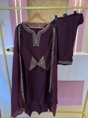 Embroidery Churidar Set with Chinnon Duppata - EMIN0011