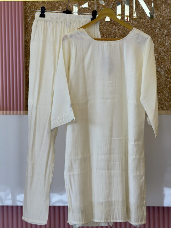 Elegant Ivory Kurti Set with Silver Embroidery